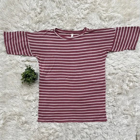 Magic Fit Striped Short Sleeve Top 💗 Pink & Ivory - Picture 4 of 13